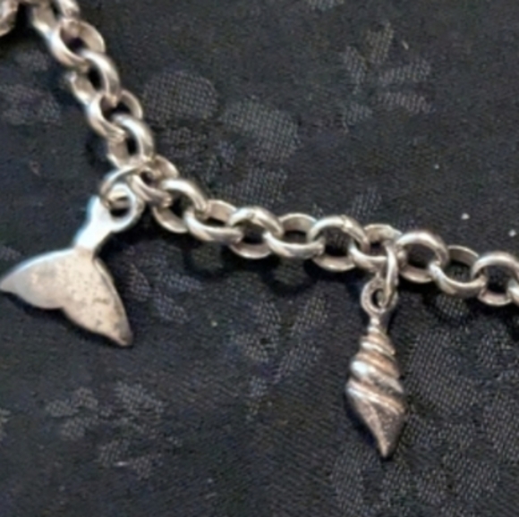 8" 925 Solid Sterling Silver Mini Sea Creature Ocean Charm Bracelet - Picture 4 of 16